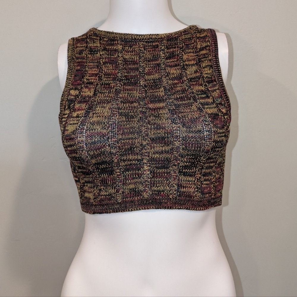 SHEIN Multicolor Knit Cropped Sleeveless Sweater Vest Top Size Small